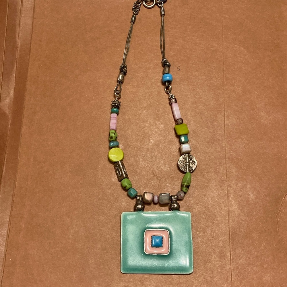 Frank Herval necklace with enameled pendant.